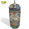 Image 2 : Vintage Hand Painted Glass Beer Stein, Feude With Enamel Top