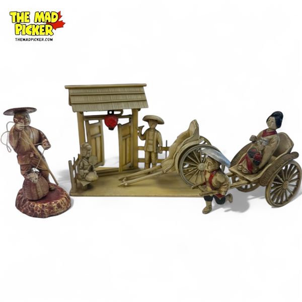 3 Miniature Carved Asian Celluloids