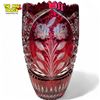 Image 1 : Vintage Lausitzer Cranberry Etched Glass Vase With Floral Motif