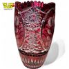 Image 2 : Vintage Lausitzer Cranberry Etched Glass Vase With Floral Motif