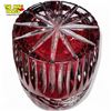 Image 4 : Vintage Lausitzer Cranberry Etched Glass Vase With Floral Motif