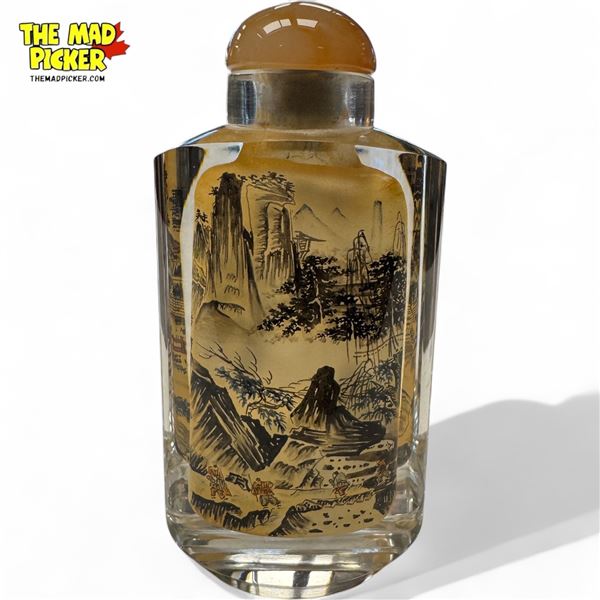 Vintage Asian Snuff Bottle With Landscape Motif