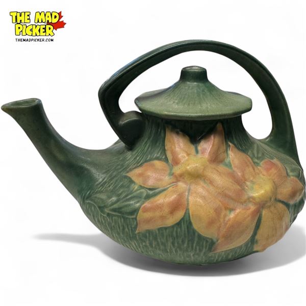 Vintage Roseville Pottery Teapot #5 With Floral Motif