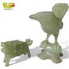 Image 2 : Pair Of Carved Jade Figurines, Bird & Dragon Dog
