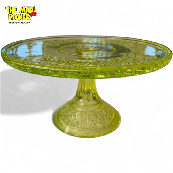 Vintage Uranium Glass Cake Stand