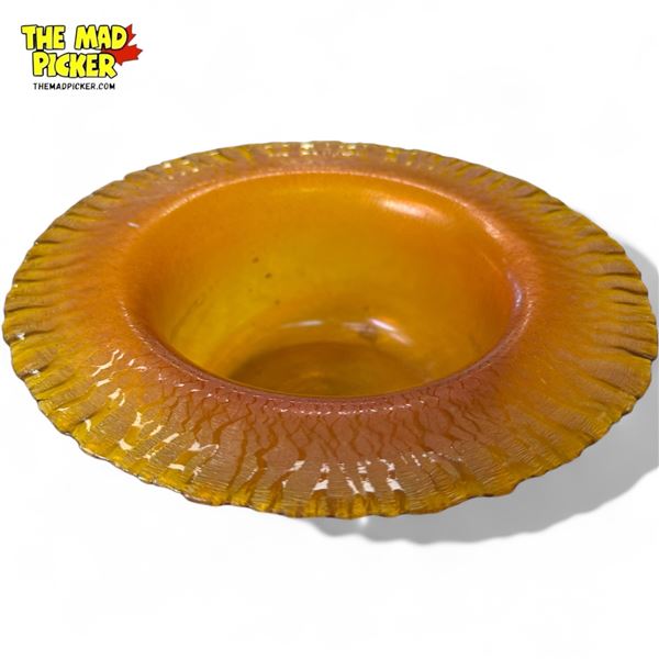 Vintage Crackle Stretch Glass Bowl By Karl Schantz, 1977