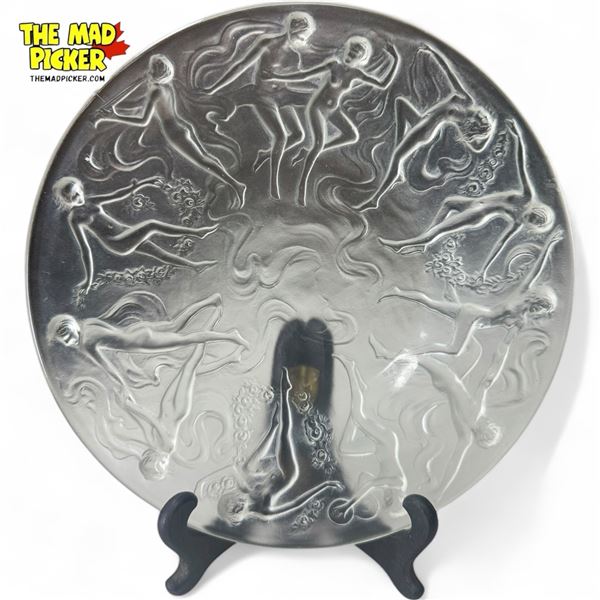 Satin Glass Plate With Embossed Nude Dancers