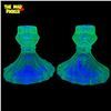Image 2 : Pair Of Uranium Glass Candlesticks