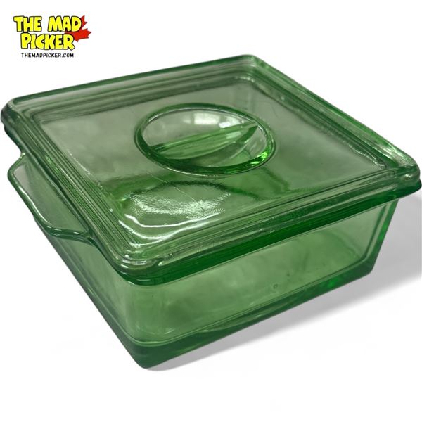 Vintage Uranium Glass Lidded Dish