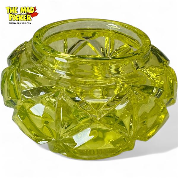 Vintage Vaseline Cut Glass Bowl