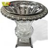 Image 2 : Vintage Cut Crystal Glass Vase With Silver Plate Footed Base & Rim