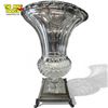 Image 1 : Vintage Cut Crystal Glass Vase With Silver Plate Footed Base & Rim