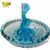 Image 1 : Vintage Blue Art Glass & Satin Glass Nude Art Flower Frog Bowl