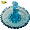 Image 2 : Vintage Blue Art Glass & Satin Glass Nude Art Flower Frog Bowl