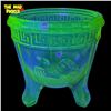 Image 1 : Vintage Uranium Art Glass Vase With Bird Motif
