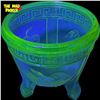 Image 3 : Vintage Uranium Art Glass Vase With Bird Motif