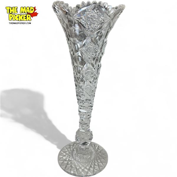 Vintage Brilliant Cut Crystal Glass Vase