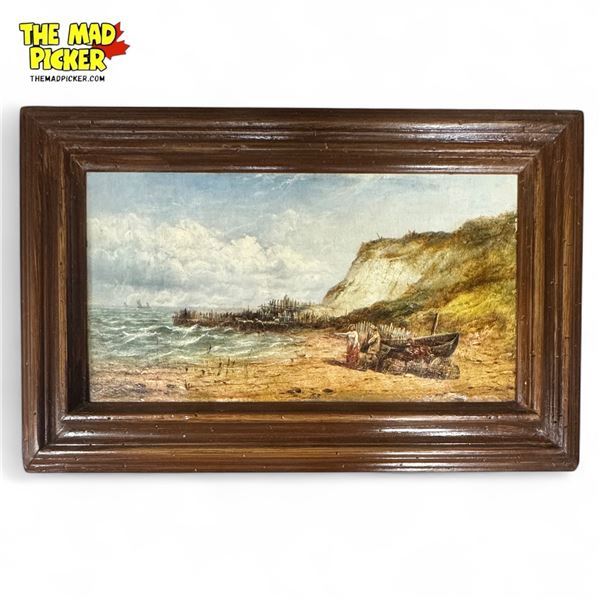 Early Framed Oil On Canvas Of Coastal Scene