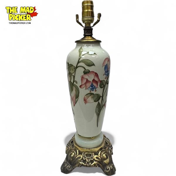 Vintage Moorcroft Table Lamp With Floral Motif