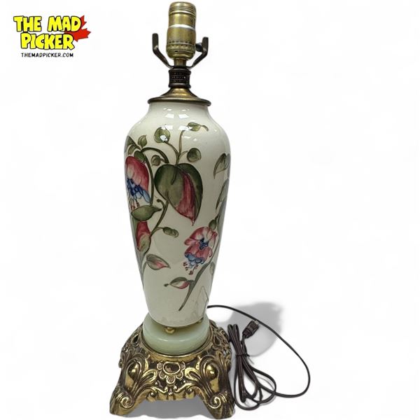Vintage Moorcroft Table Lamp With Floral Motif