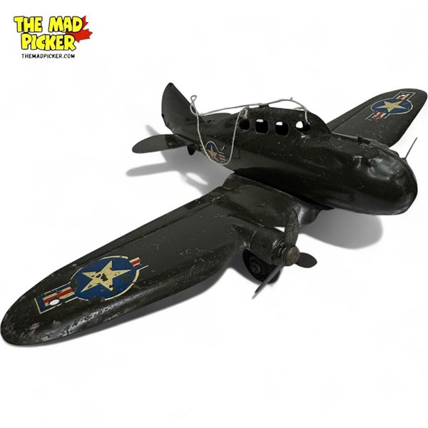 Vintage Tin Litho Mar Military Plane Tin Toy