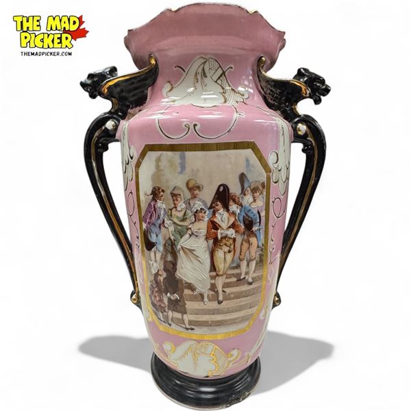 Early Vieux Paris Porcelain Vase With Figural Gryffon Handles