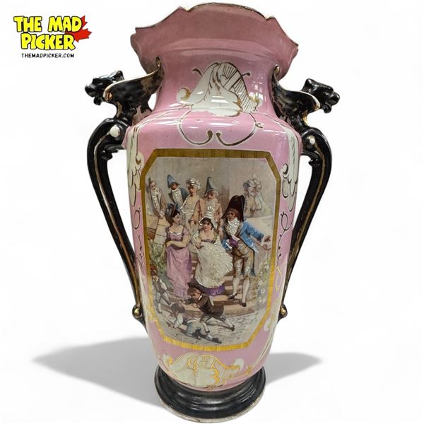 Early Vieux Paris Porcelain Vase With Figural Gryffon Handles