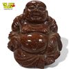 Image 2 : 3x Vintage Chinese Collectibles: Jade Lidded Container, Jade Floral Piece, & Shiny Resin Buddha
