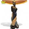 Image 2 : Mid Century Modern Reglor Chalkware Nude Figural Woman Table Lamp With Fantastic Shade