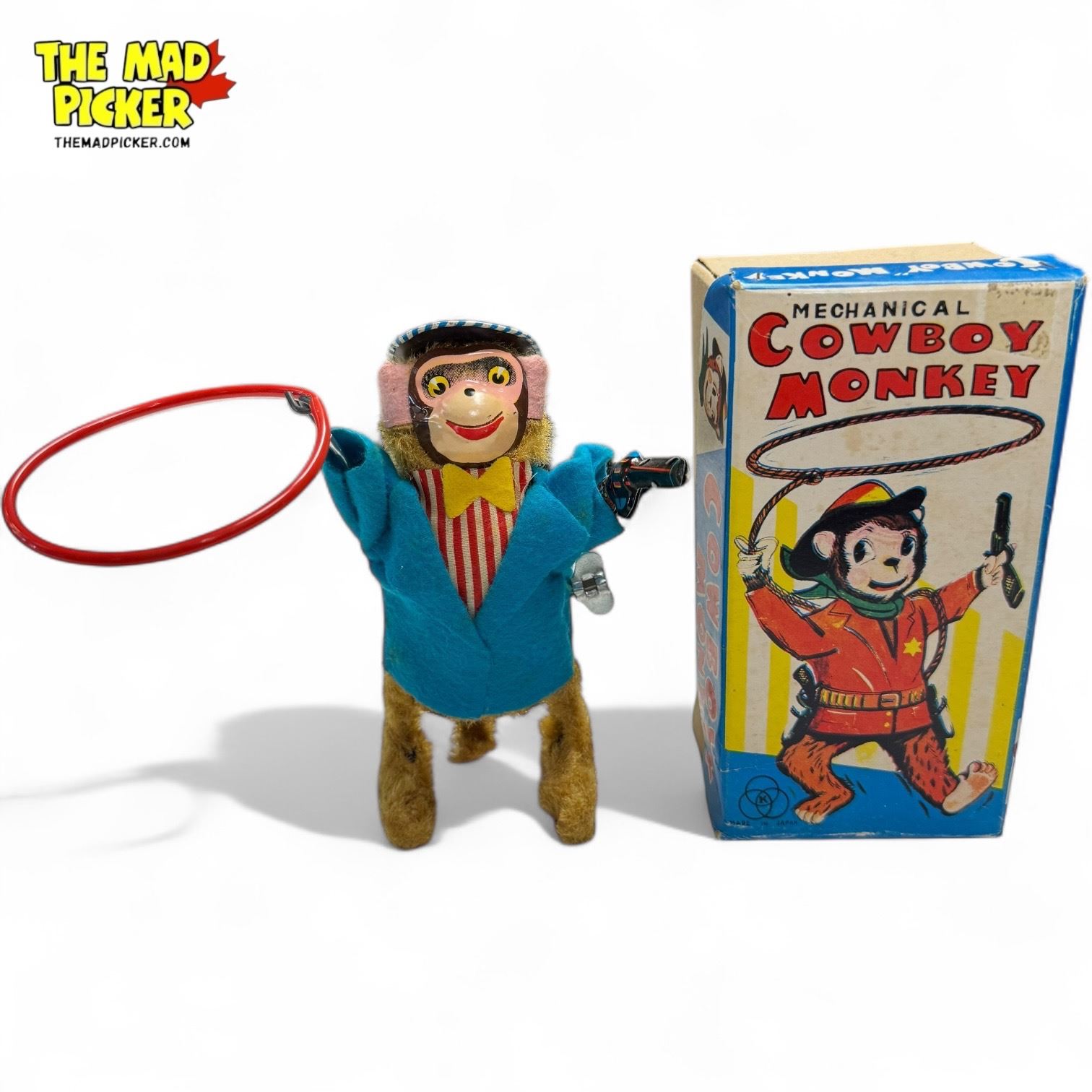 Monkey Rodeo Vintage Vintage Mechanical Cowboy Monkey Toy With Original Box