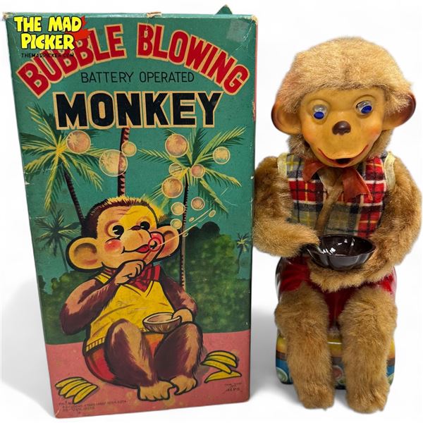 Vintage Alps Bubble Blowing Monkey Toy