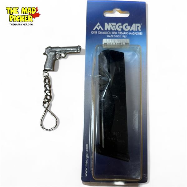 Mec-Gar Beretta 92FS, MP Handgun/Pistol 9mm Magazine & Beretta Keychain