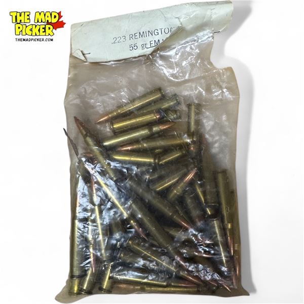 Opened Bag of .223 Remington 55gr FMJ Cartridges Ammunition