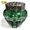 Image 1 : Vintage Green Cut Glass Flower Frog
