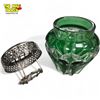 Image 2 : Vintage Green Cut Glass Flower Frog