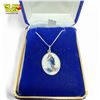 Image 2 : Antique Austrian Silver .935 - Enamelled Virgin Mary Pendant On .925 Silver Chain