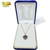 Image 1 : Antique Bohemian Garnet Heart Pendant - Gilt Silver On 10k Gold Chain