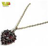 Image 3 : Antique Bohemian Garnet Heart Pendant - Gilt Silver On 10k Gold Chain