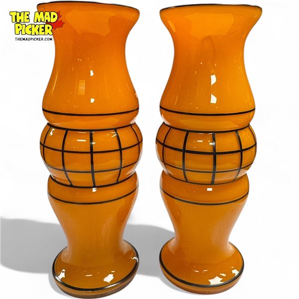 Pair Of Art Deco Loetz Czech Art Glass Vases - Tango Glass