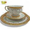 Image 1 : 3x Piece Vintage Meissen 24k Gold Encrusted Rimed Pattern/Golden Baroque Teacup, Saucer, & Plate