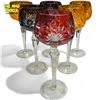 Image 1 : Beautiful Vintage Crystal Wine Glasses By Naehtmann With Cut Pattern & Colour Overlay