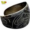 Image 2 : West Coast First Nations Silver Bracelet Titled "Wolves" by Phil Whonnock 1996 (39 Grams)