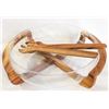 Image 1 : GLASS BOWL IN WOOD STAND W/ WOOD SERVING UTENSILS