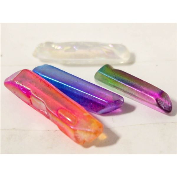 4)  LOT OF 4 CHAKRA QUARTZ HEALING WANDS