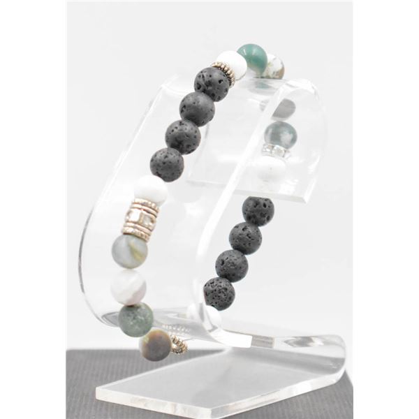 BUDDHA STONES WHITE TURQUOISE PICASSO BLACK LUCK