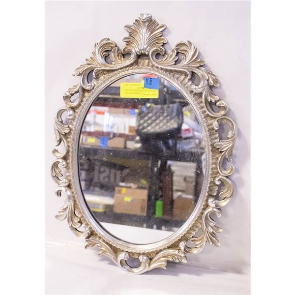 VINTAGE BRUSHED SILVER TONE FRAMED MIRROR