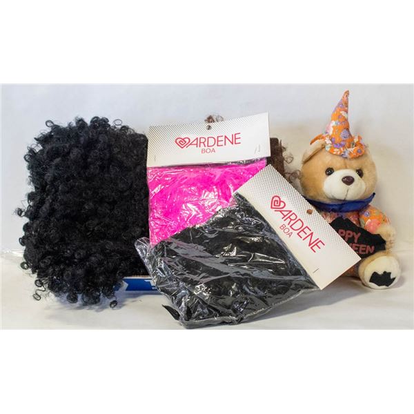 2 HAIRPIECE WIGS/FEATHER BOAS/HALLOWEEN