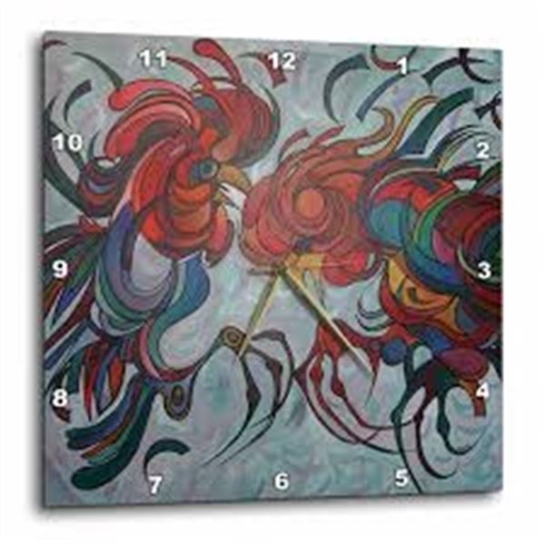 NEW FOWL PLAY ROOSTERS WALL CLOCK 13" X 13"