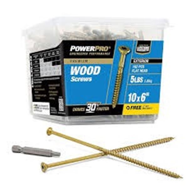 NEW POWER PRO WOOD SCREWS 10 X 6" DECK SCREW 177PC