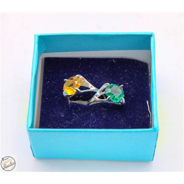 BOX W/ 2 STERLING SILVER RINGS, SIZES 5.5 EACH
